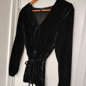 JCrew Black Velvet Blazer with Waistband String, Great texture